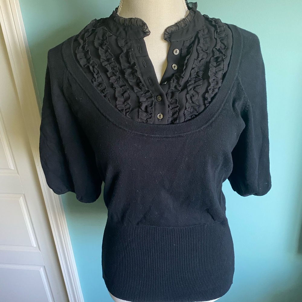 Black Blouse with Ruffles
